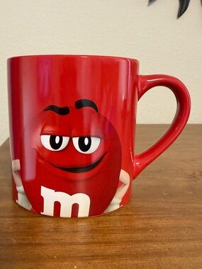 Red M&M Character Coffee Mug Cup “Red looks good on me “ on back